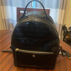Tory Burch Black Leather Backpack Purse